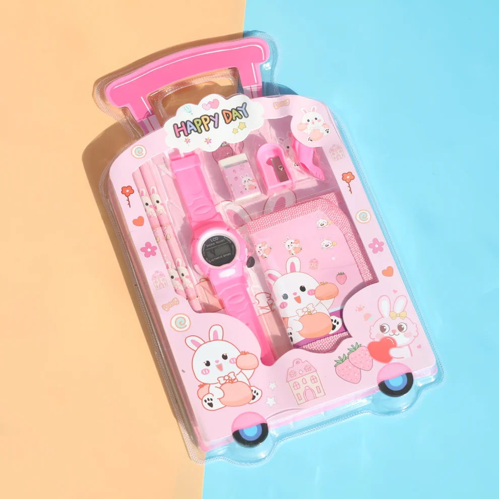 Sweet Pencil Set Pouch | Watch | 2 Pencil | Easer | Sharpner | Pencil Grip